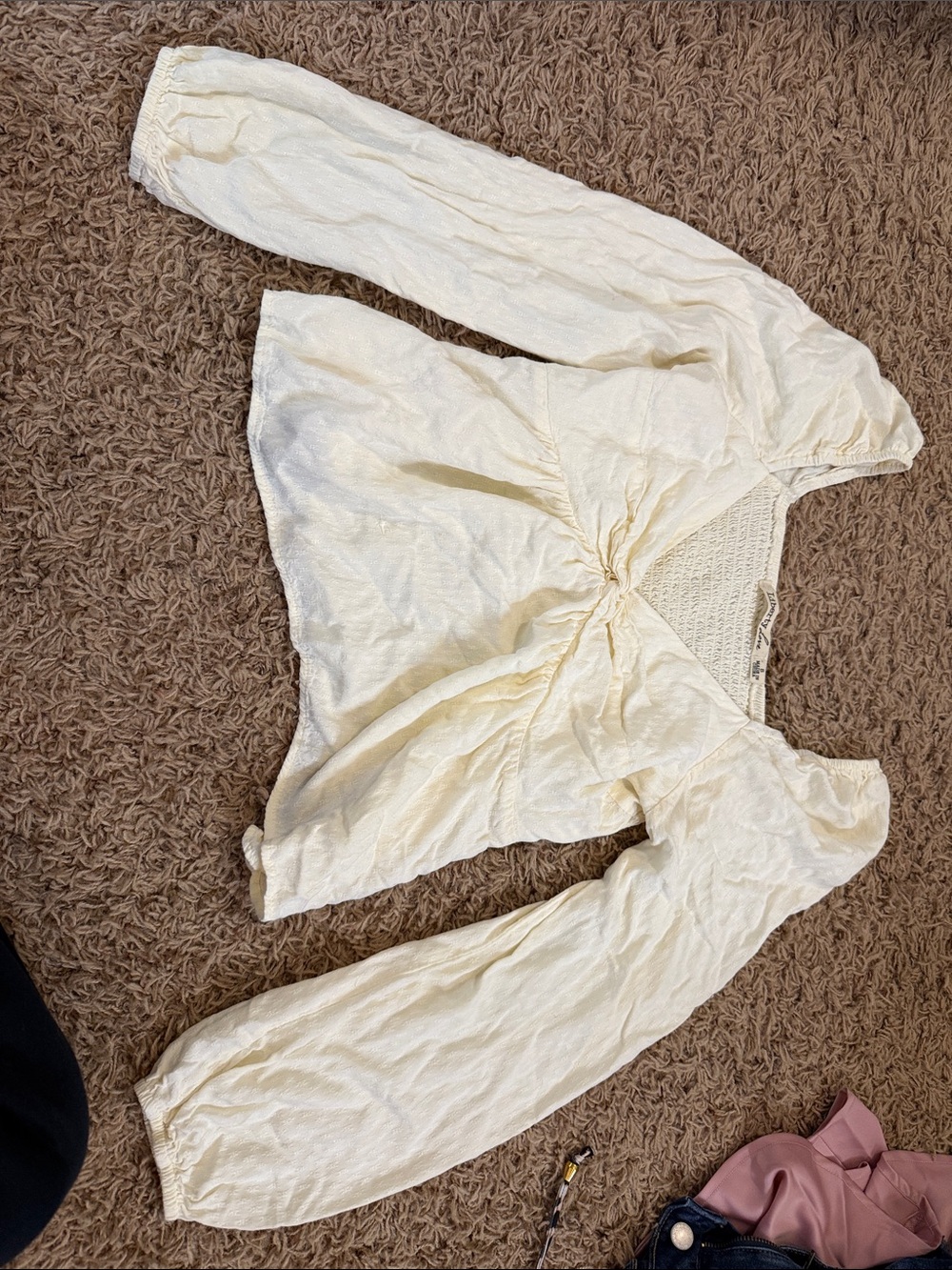Liberty Love Cream Twist-Front Peasant Blouse